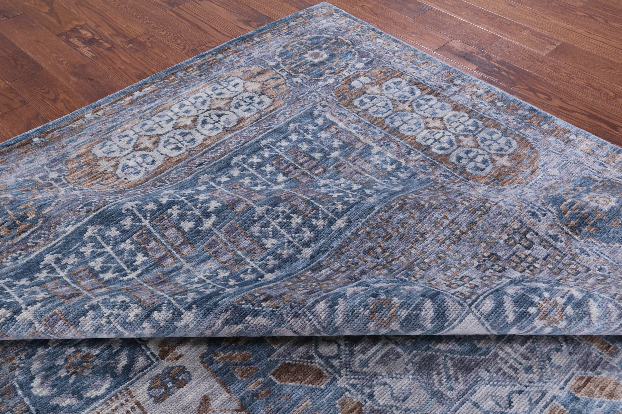 Geometric Persian Mamluk Hand Knotted Wool Rug - 9' 1" X 11' 9" - Golden Nile