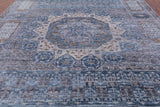 Geometric Persian Mamluk Hand Knotted Wool Rug - 9' 1" X 11' 9" - Golden Nile