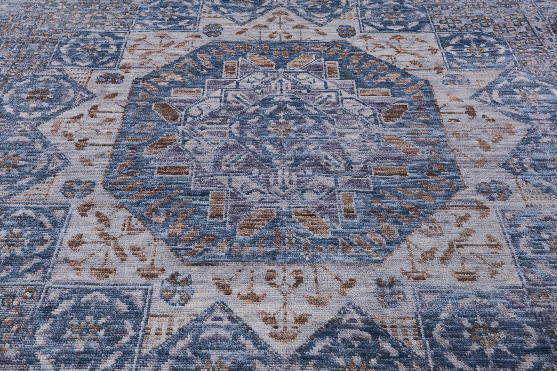 Geometric Persian Mamluk Hand Knotted Wool Rug - 9' 1" X 11' 9" - Golden Nile