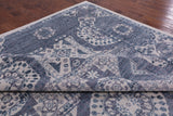 Grey Geometric Persian Mamluk Hand Knotted Wool Rug - 12' 2" X 15' 2" - Golden Nile