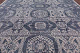 Grey Geometric Persian Mamluk Hand Knotted Wool Rug - 12' 2" X 15' 2" - Golden Nile
