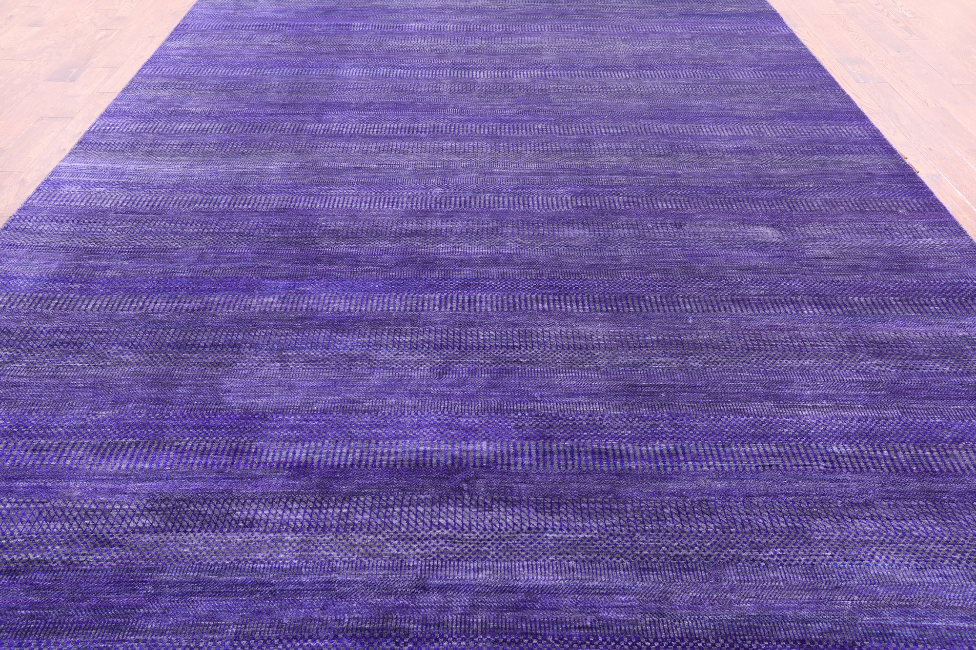 Purple Savannah Grass Hand Knotted Wool & Silk Rug - 9' 10" X 19' 10" - Golden Nile