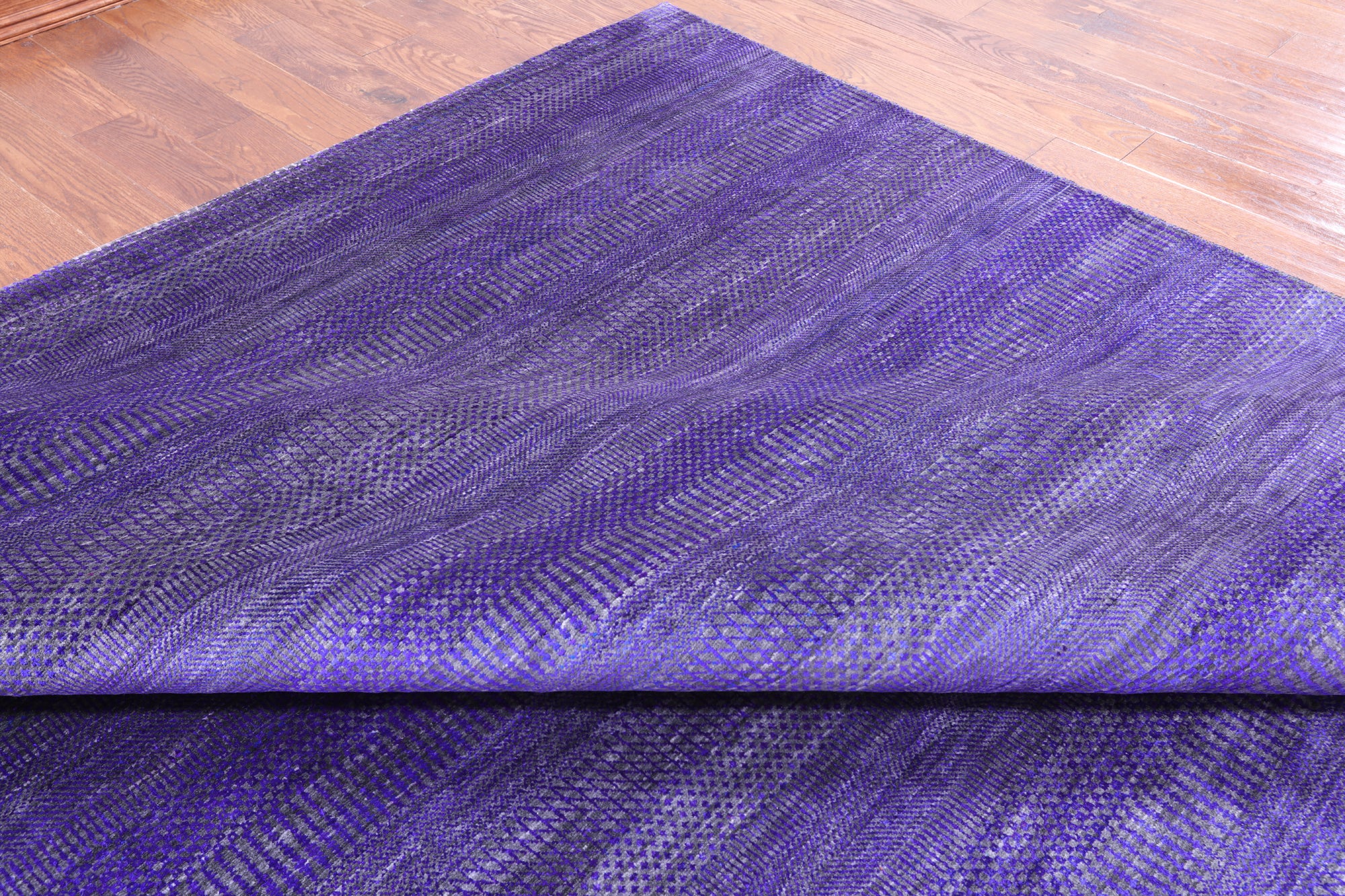 Purple Savannah Grass Hand Knotted Wool & Silk Rug - 9' 10" X 19' 10" - Golden Nile