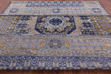 Blue Geometric Persian Mamluk Hand Knotted Wool Rug - 9' 11" X 13' 9" - Golden Nile