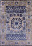 Blue Geometric Persian Mamluk Hand Knotted Wool Rug - 9' 11" X 13' 9" - Golden Nile