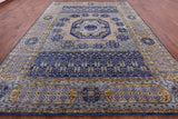 Blue Geometric Persian Mamluk Hand Knotted Wool Rug - 9' 11" X 13' 9" - Golden Nile