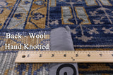 Blue Geometric Persian Mamluk Hand Knotted Wool Rug - 9' 11" X 13' 9" - Golden Nile