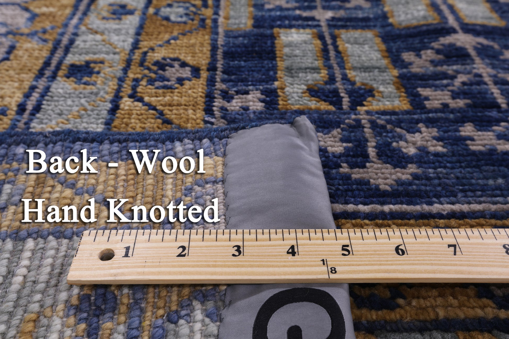 Blue Geometric Persian Mamluk Hand Knotted Wool Rug - 9' 11" X 13' 9" - Golden Nile