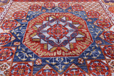 Red Geometric Persian Mamluk Hand Knotted Wool Rug - 9' 2" X 12' 3" - Golden Nile