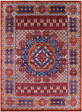 Red Geometric Persian Mamluk Hand Knotted Wool Rug - 9' 2" X 12' 3" - Golden Nile