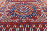Red Geometric Persian Mamluk Hand Knotted Wool Rug - 9' 2" X 12' 3" - Golden Nile