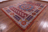 Red Geometric Persian Mamluk Hand Knotted Wool Rug - 9' 2" X 12' 3" - Golden Nile