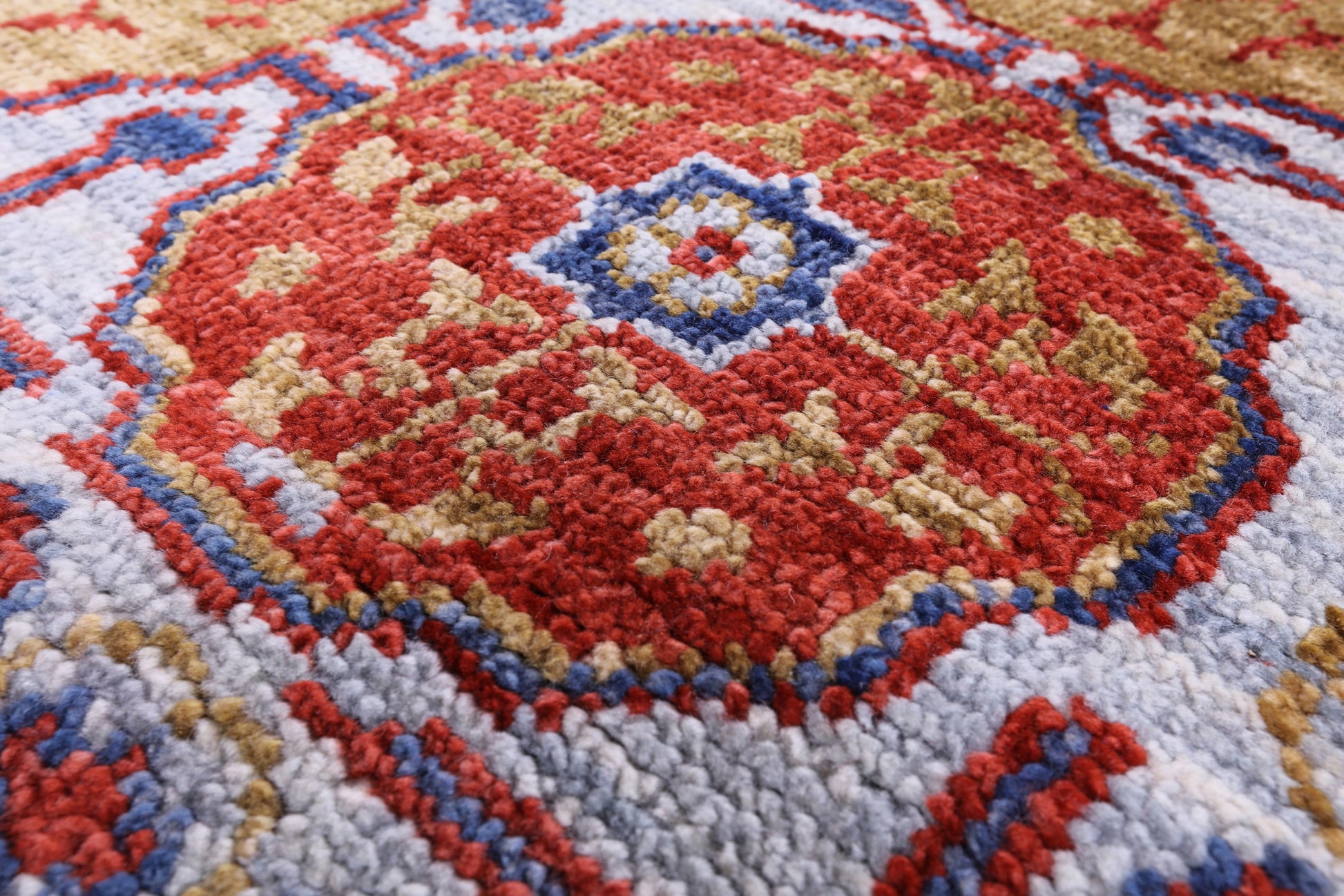 Red Geometric Persian Mamluk Hand Knotted Wool Rug - 9' 2" X 12' 3" - Golden Nile