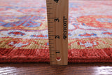 Red Geometric Persian Mamluk Hand Knotted Wool Rug - 9' 2" X 12' 3" - Golden Nile