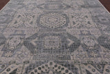 Ivory Geometric Persian Mamluk Hand Knotted Wool Rug - 9' 2" X 11' 11" - Golden Nile