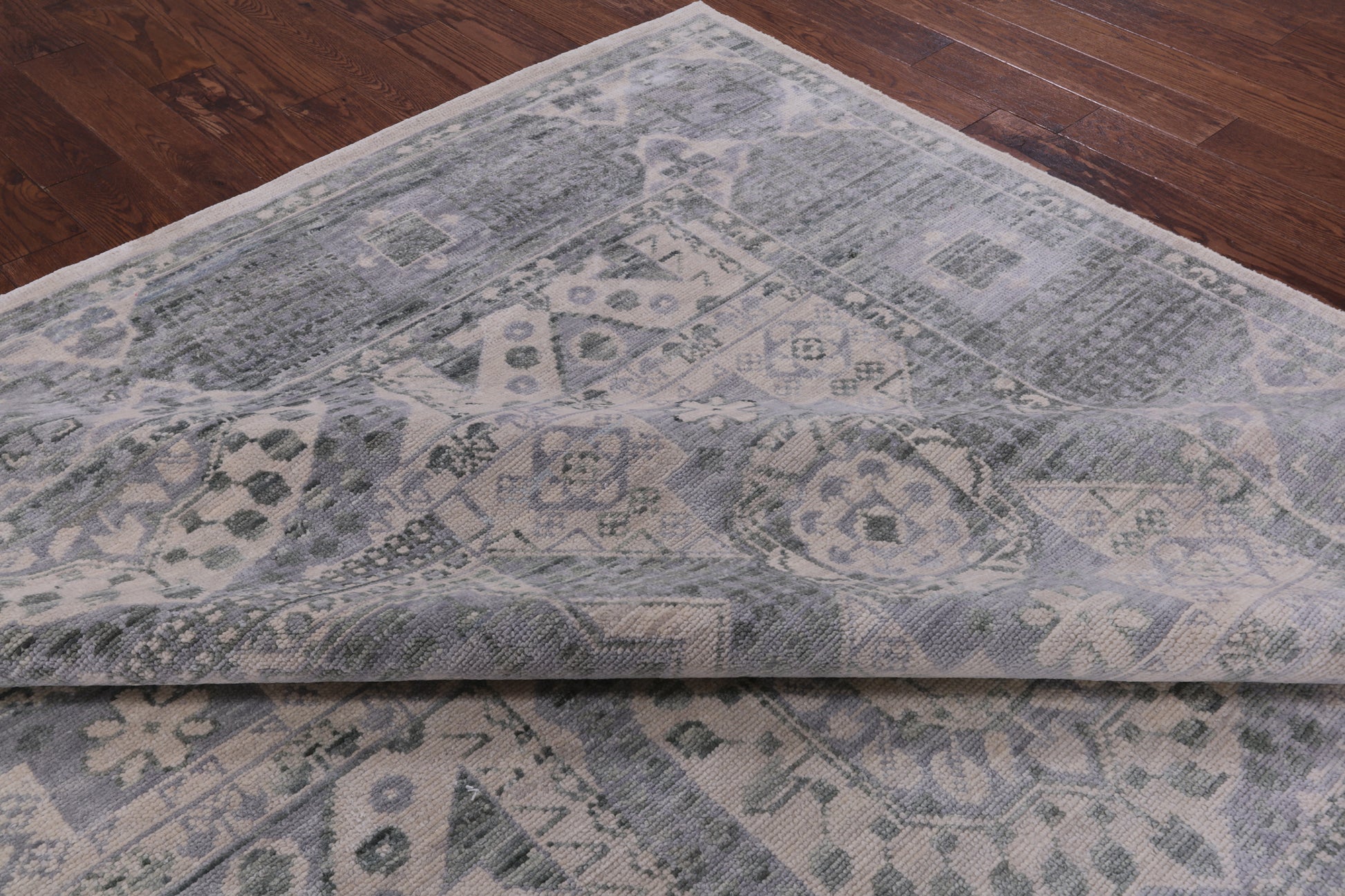 Ivory Geometric Persian Mamluk Hand Knotted Wool Rug - 9' 2" X 11' 11" - Golden Nile