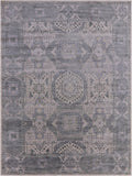 Ivory Geometric Persian Mamluk Hand Knotted Wool Rug - 9' 2" X 11' 11" - Golden Nile