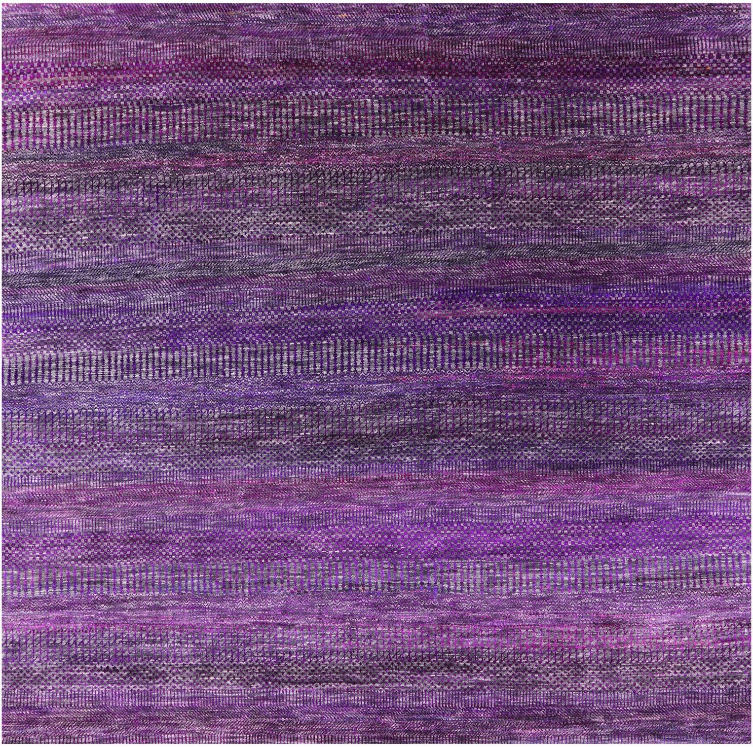 Purple Square Savannah Grass Hand Knotted Wool & Silk Rug - 6' 0" X 6' 0" - Golden Nile
