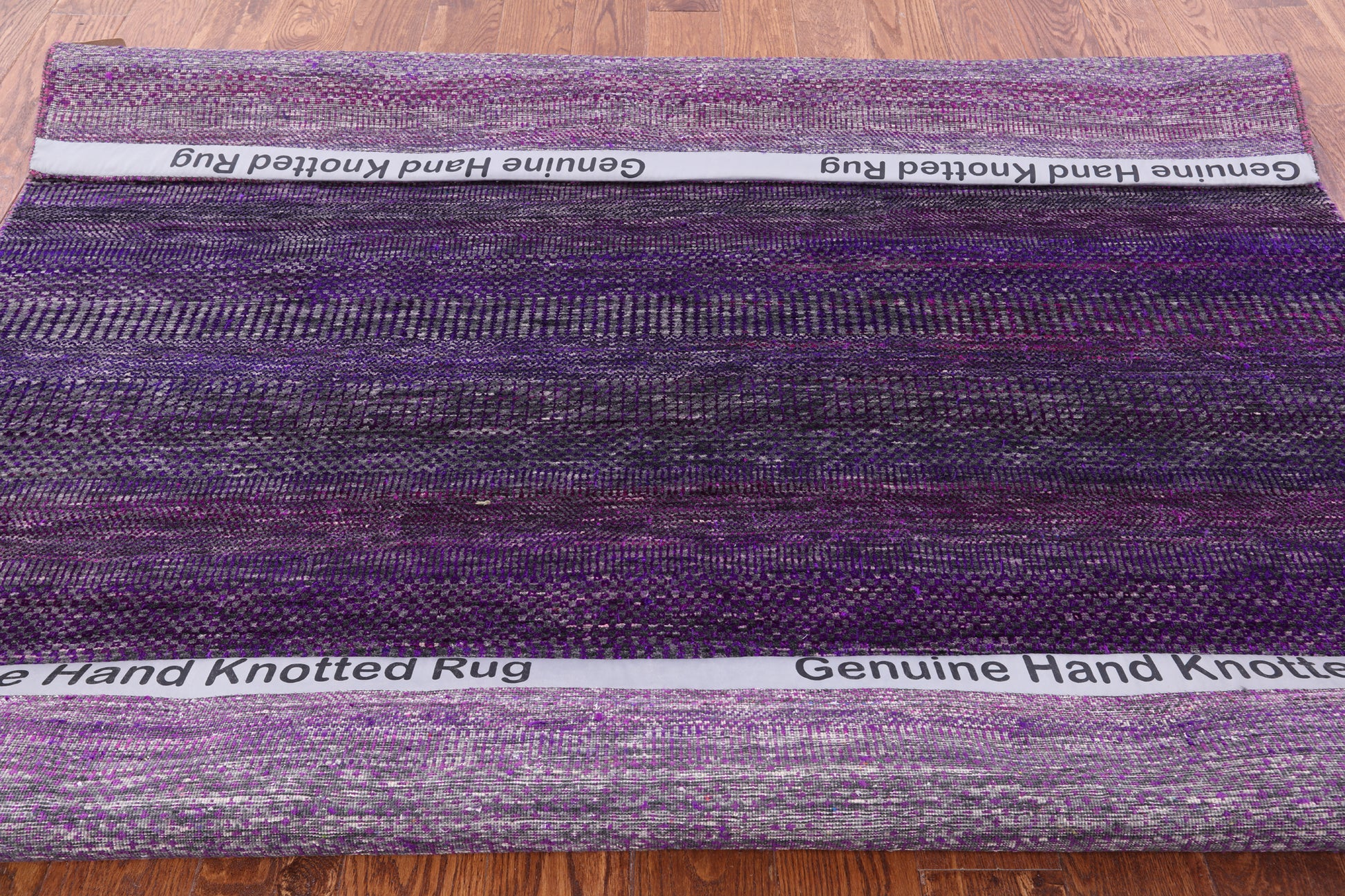 Purple Square Savannah Grass Hand Knotted Wool & Silk Rug - 6' 0" X 6' 0" - Golden Nile