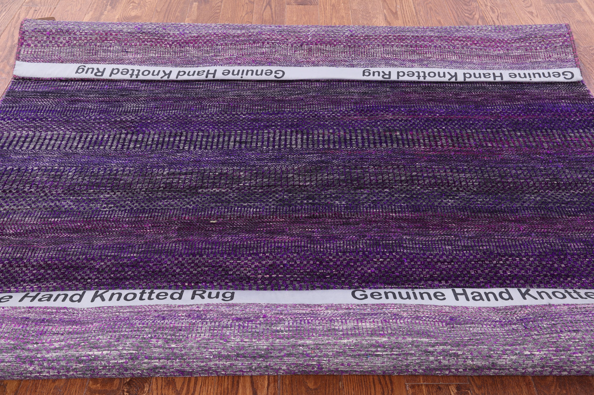 Purple Square Savannah Grass Hand Knotted Wool & Silk Rug - 6' 0" X 6' 0" - Golden Nile