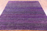 Purple Square Savannah Grass Hand Knotted Wool & Silk Rug - 6' 0" X 6' 0" - Golden Nile