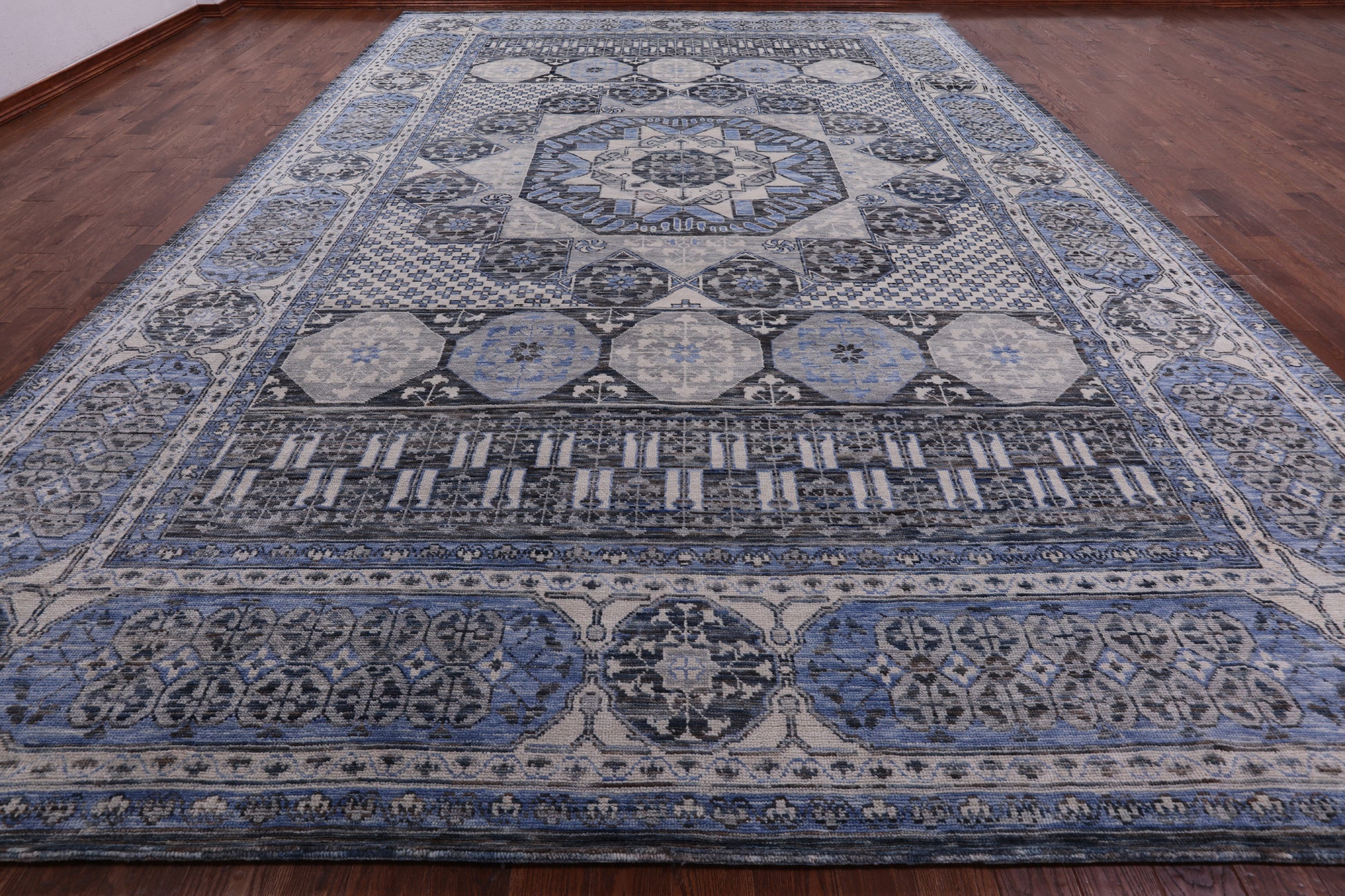 Geometric Persian Mamluk Handmade Wool Rug - 12' 3" X 18' 1" - Golden Nile