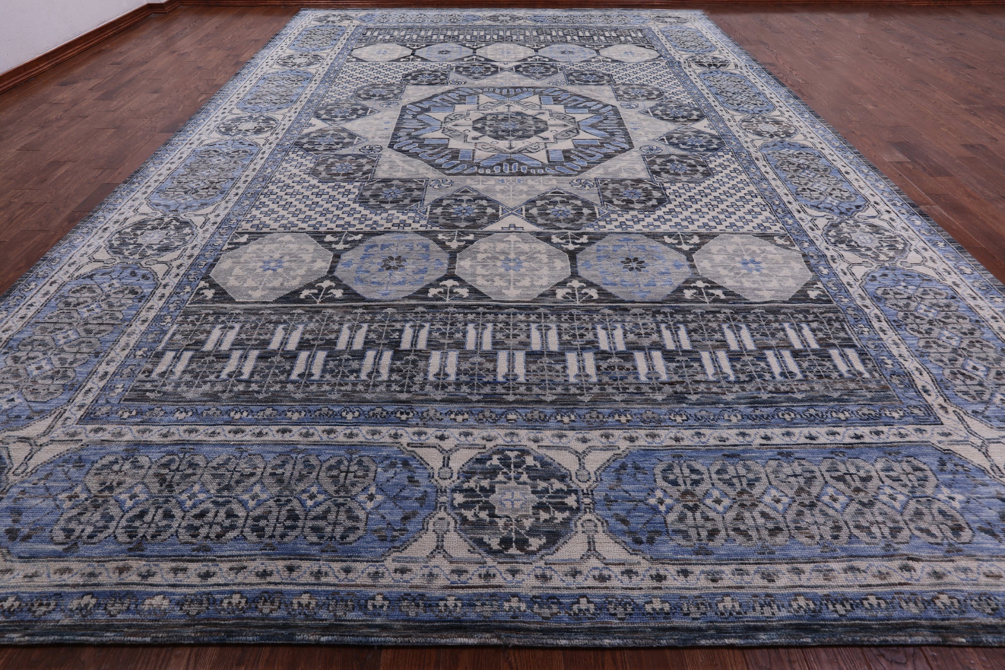 Geometric Persian Mamluk Handmade Wool Rug - 12' 3" X 18' 1" - Golden Nile