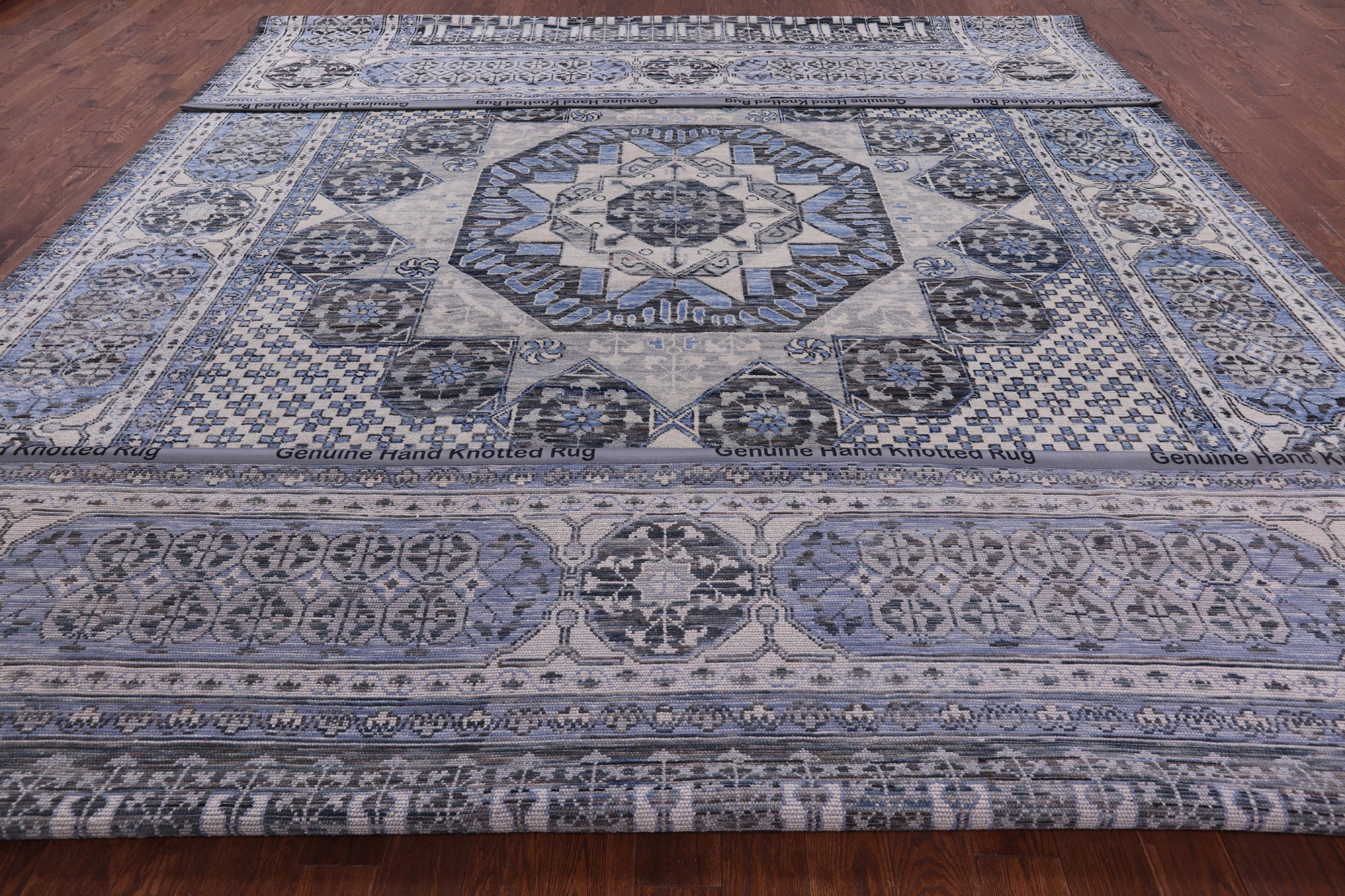 Geometric Persian Mamluk Handmade Wool Rug - 12' 3" X 18' 1" - Golden Nile