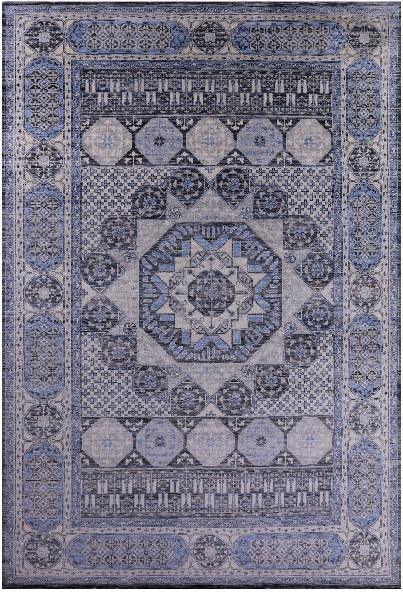 Geometric Persian Mamluk Handmade Wool Rug - 12' 3" X 18' 1" - Golden Nile