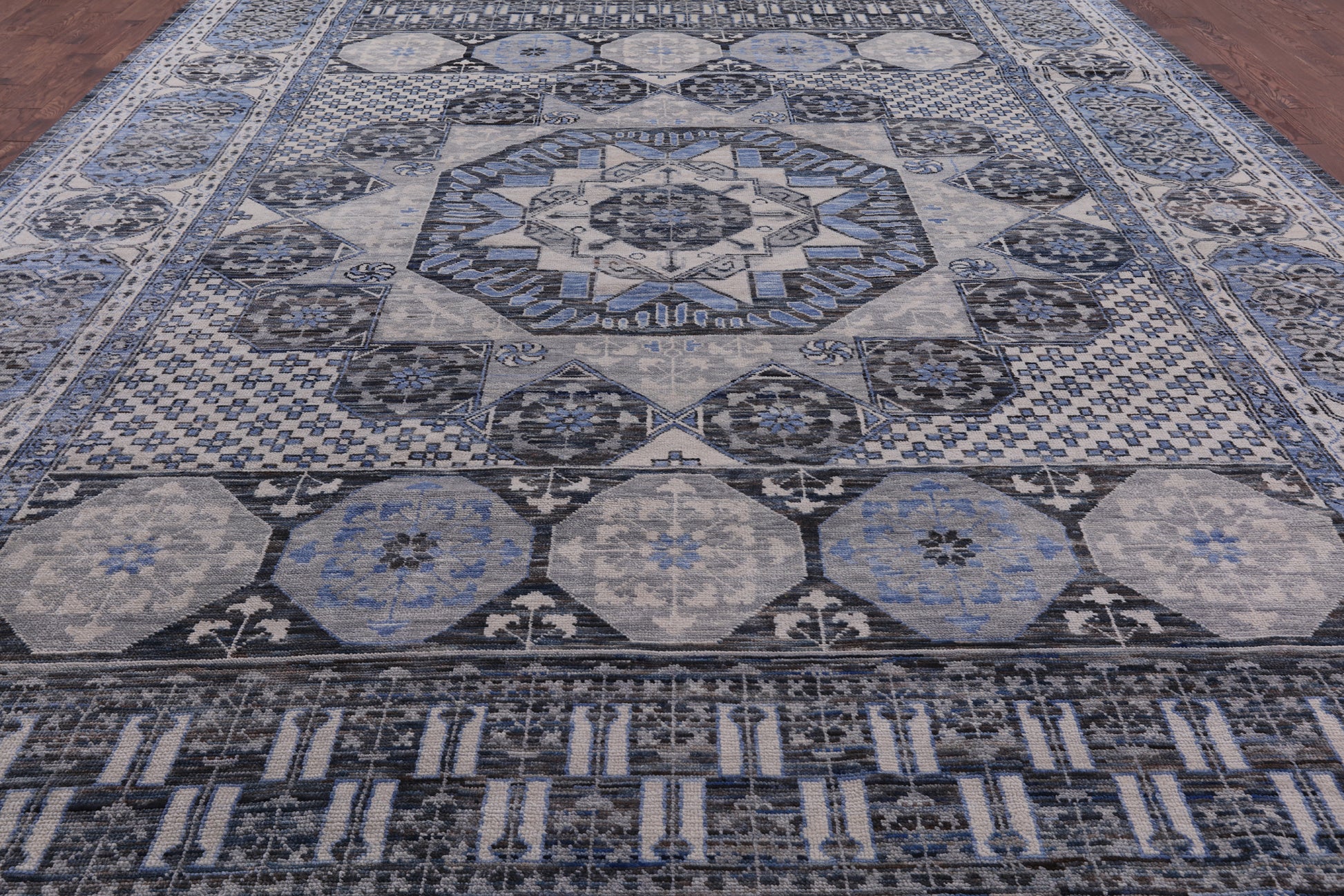 Geometric Persian Mamluk Handmade Wool Rug - 12' 3" X 18' 1" - Golden Nile