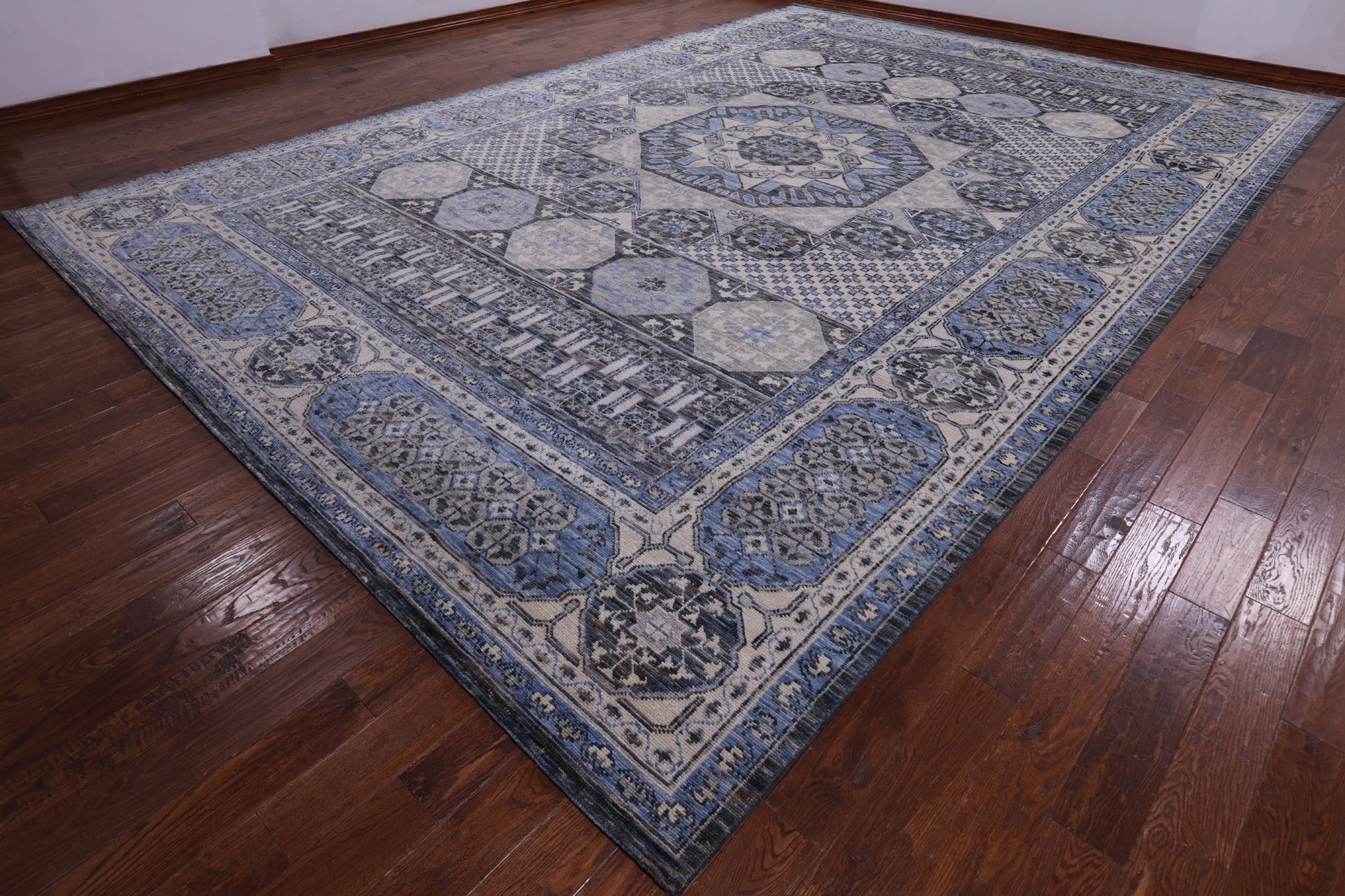 Geometric Persian Mamluk Handmade Wool Rug - 12' 3" X 18' 1" - Golden Nile