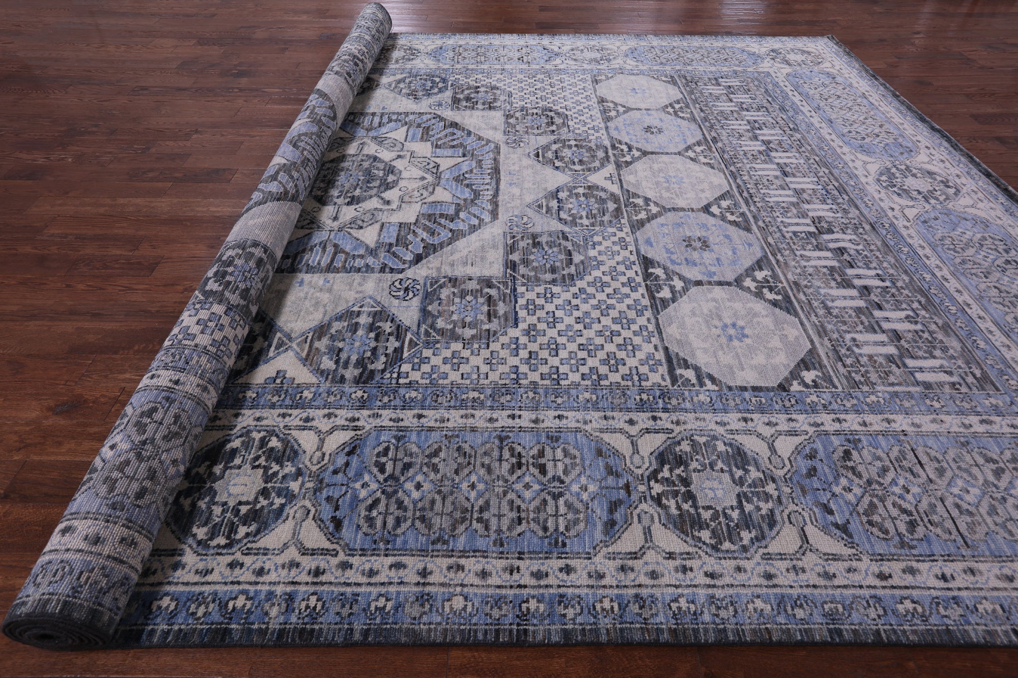 Geometric Persian Mamluk Handmade Wool Rug - 12' 3" X 18' 1" - Golden Nile