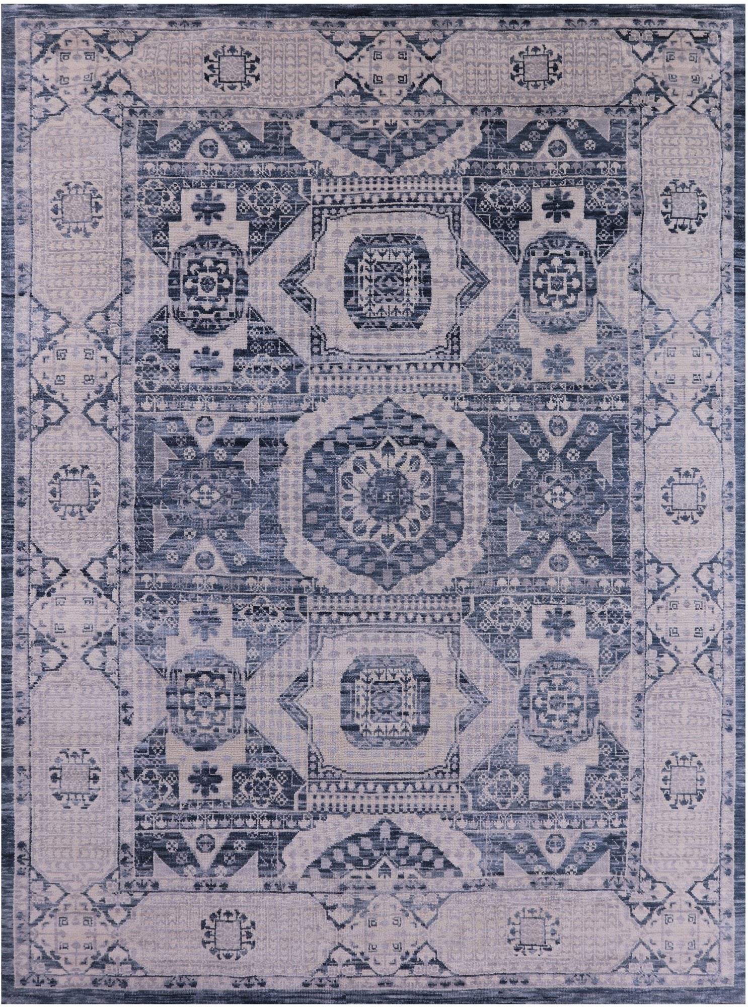 Geometric Persian Mamluk Hand Knotted Wool Rug - 9' 0" X 12' 2" - Golden Nile