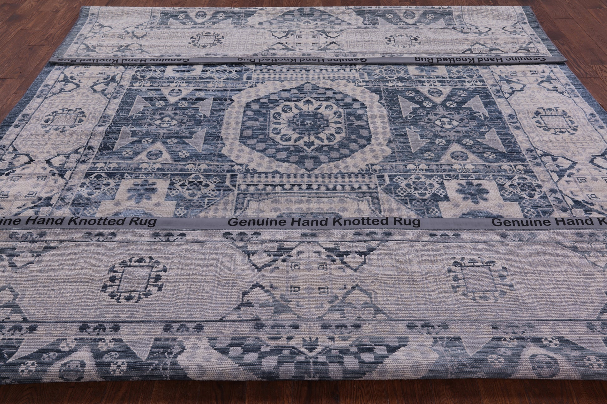 Geometric Persian Mamluk Hand Knotted Wool Rug - 9' 0" X 12' 2" - Golden Nile