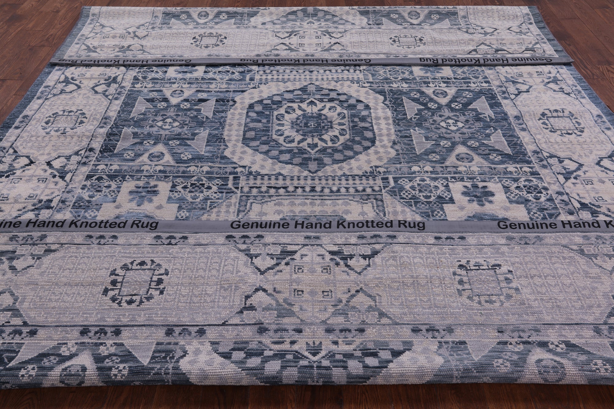 Geometric Persian Mamluk Hand Knotted Wool Rug - 9' 0" X 12' 2" - Golden Nile