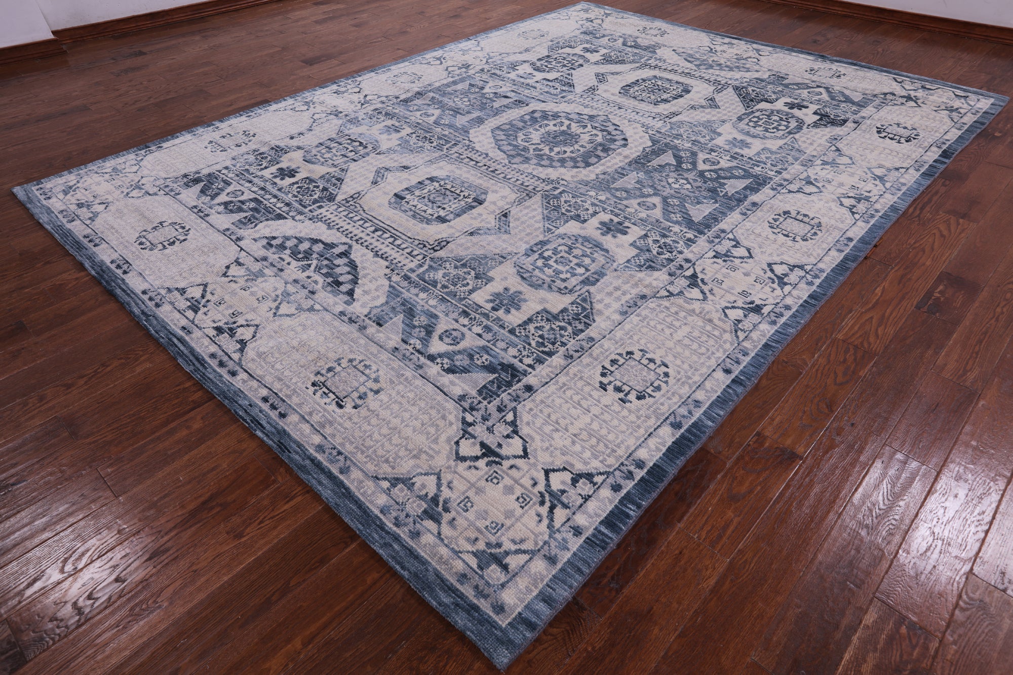Geometric Persian Mamluk Hand Knotted Wool Rug - 9' 0" X 12' 2" - Golden Nile