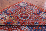 Red Geometric Persian Mamluk Hand Knotted Wool Rug - 10' 2" X 14' 2" - Golden Nile