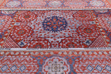Red Geometric Persian Mamluk Hand Knotted Wool Rug - 10' 2" X 14' 2" - Golden Nile