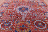 Red Geometric Persian Mamluk Hand Knotted Wool Rug - 10' 2" X 14' 2" - Golden Nile