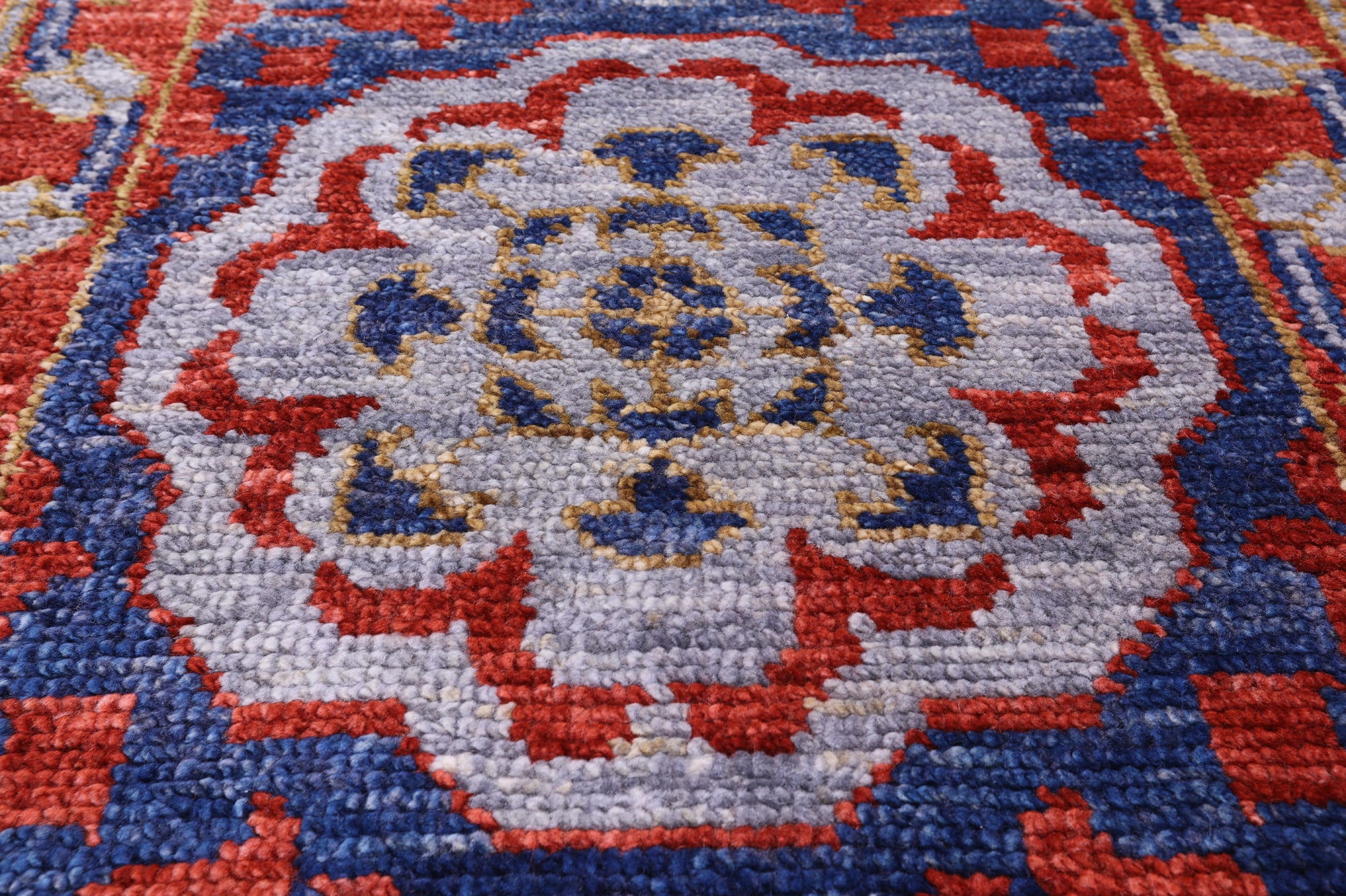 Red Geometric Persian Mamluk Hand Knotted Wool Rug - 10' 2" X 14' 2" - Golden Nile