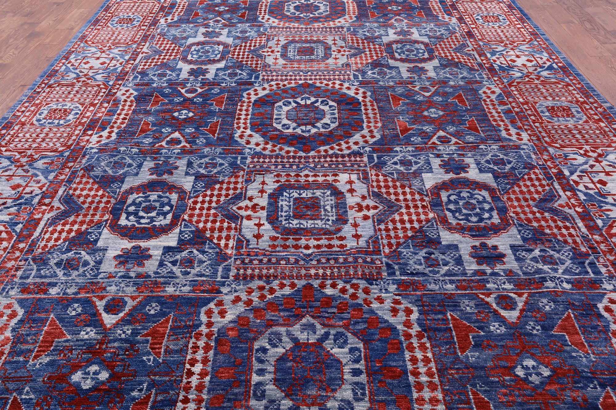 Geometric Persian Mamluk Hand Knotted Wool Rug - 10' 2" X 14' 3" - Golden Nile