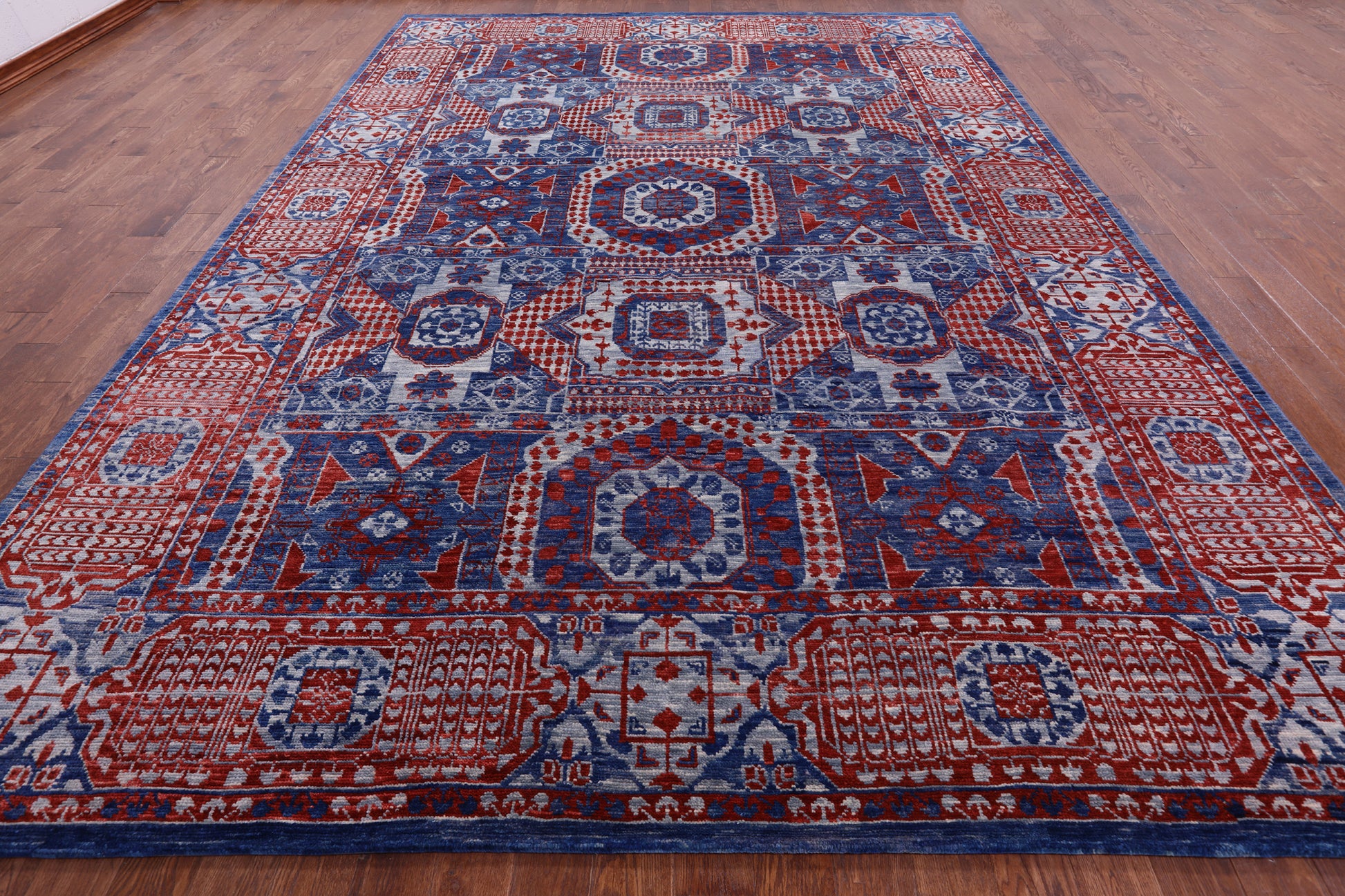 Geometric Persian Mamluk Hand Knotted Wool Rug - 10' 2" X 14' 3" - Golden Nile