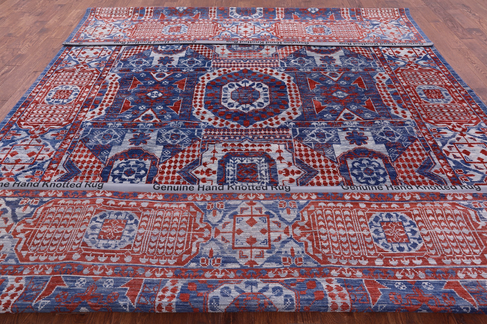 Geometric Persian Mamluk Hand Knotted Wool Rug - 10' 2" X 14' 3" - Golden Nile