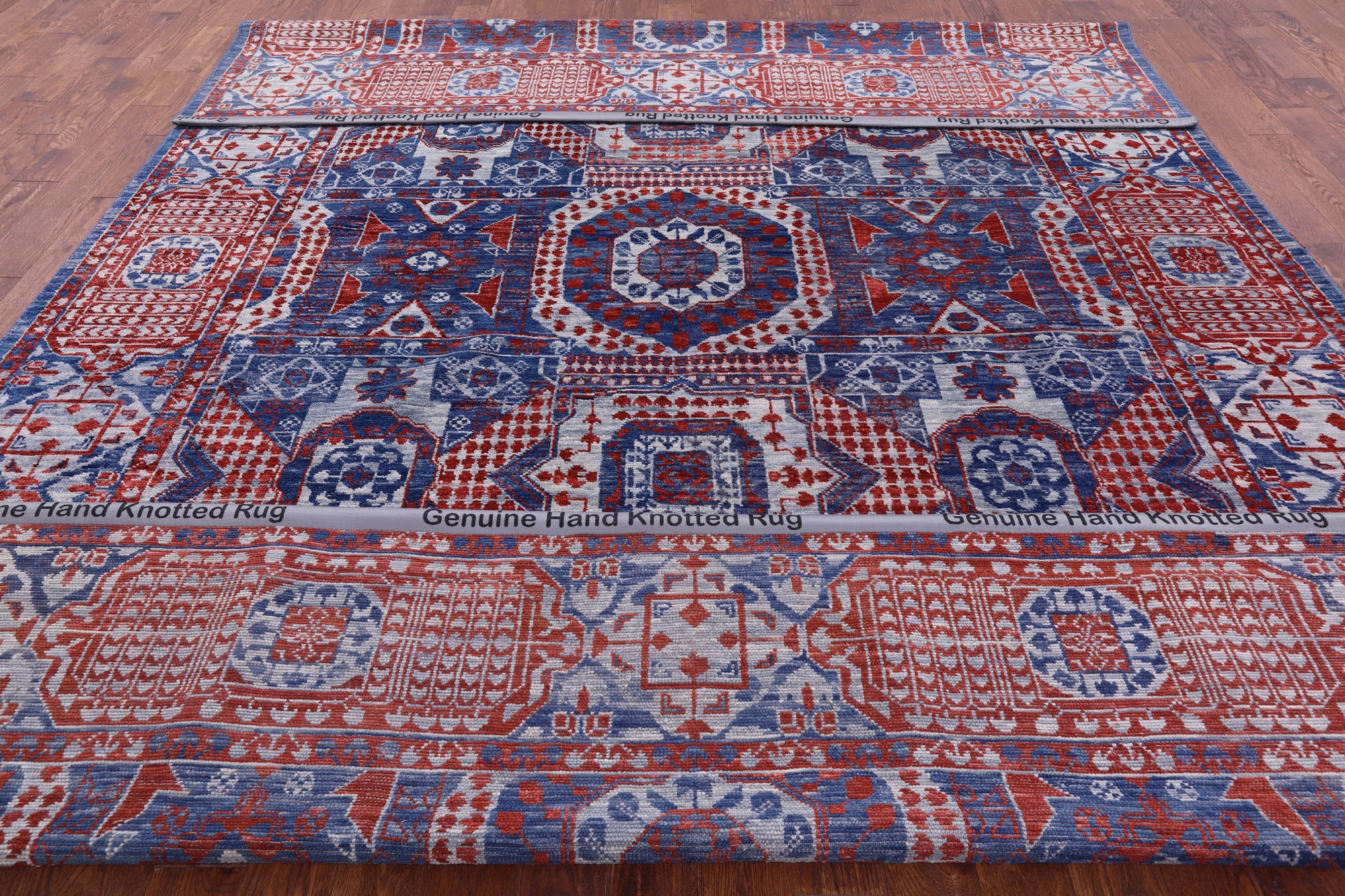 Geometric Persian Mamluk Hand Knotted Wool Rug - 10' 2" X 14' 3" - Golden Nile