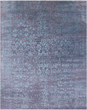 Grey Modern Hand Knotted Wool & Silk Rug - 7' 11" X 9' 11" - Golden Nile