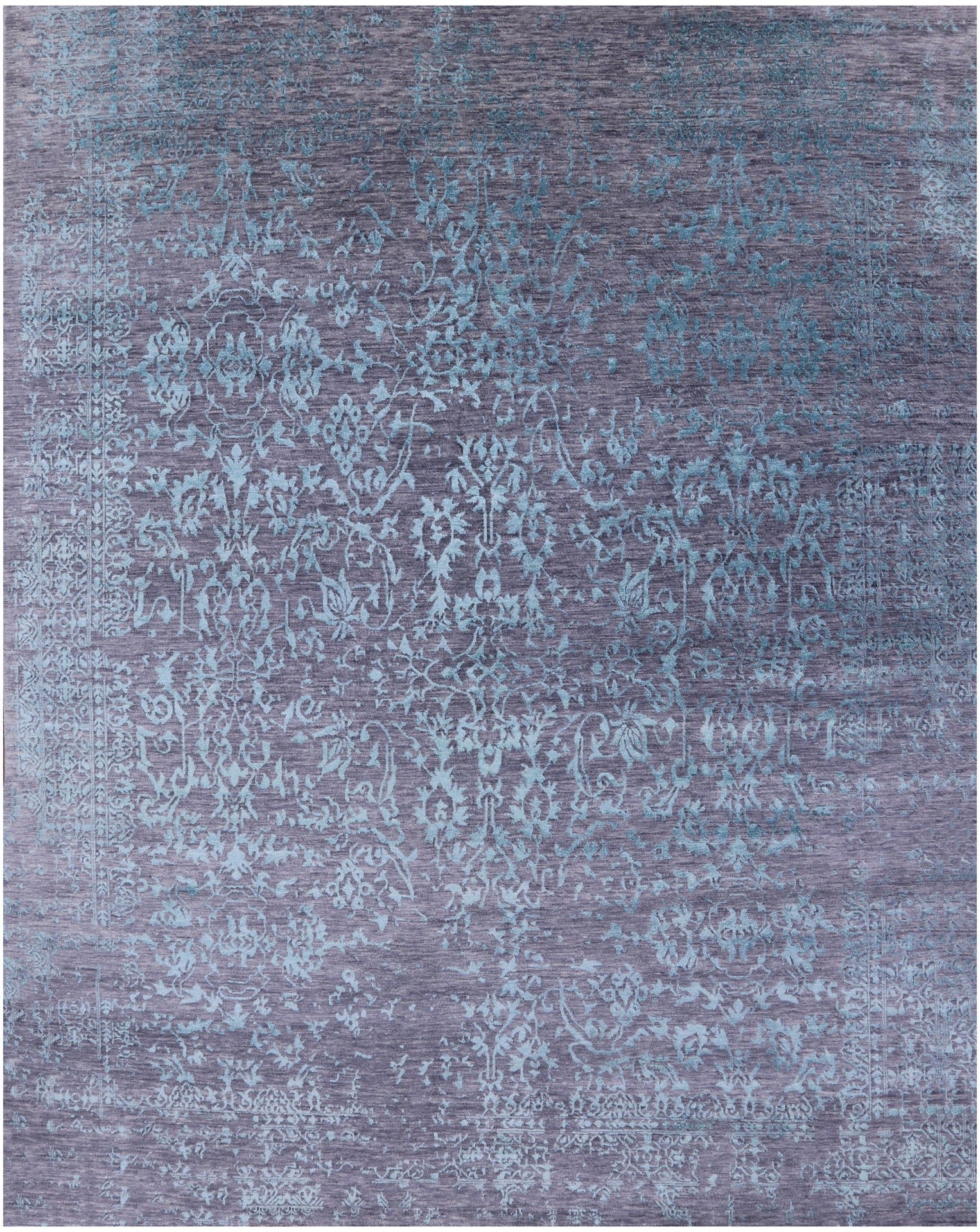 Grey Modern Hand Knotted Wool & Silk Rug - 7' 11" X 9' 11" - Golden Nile