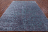 Grey Modern Hand Knotted Wool & Silk Rug - 7' 11" X 9' 11" - Golden Nile