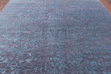 Grey Modern Hand Knotted Wool & Silk Rug - 7' 11" X 9' 11" - Golden Nile