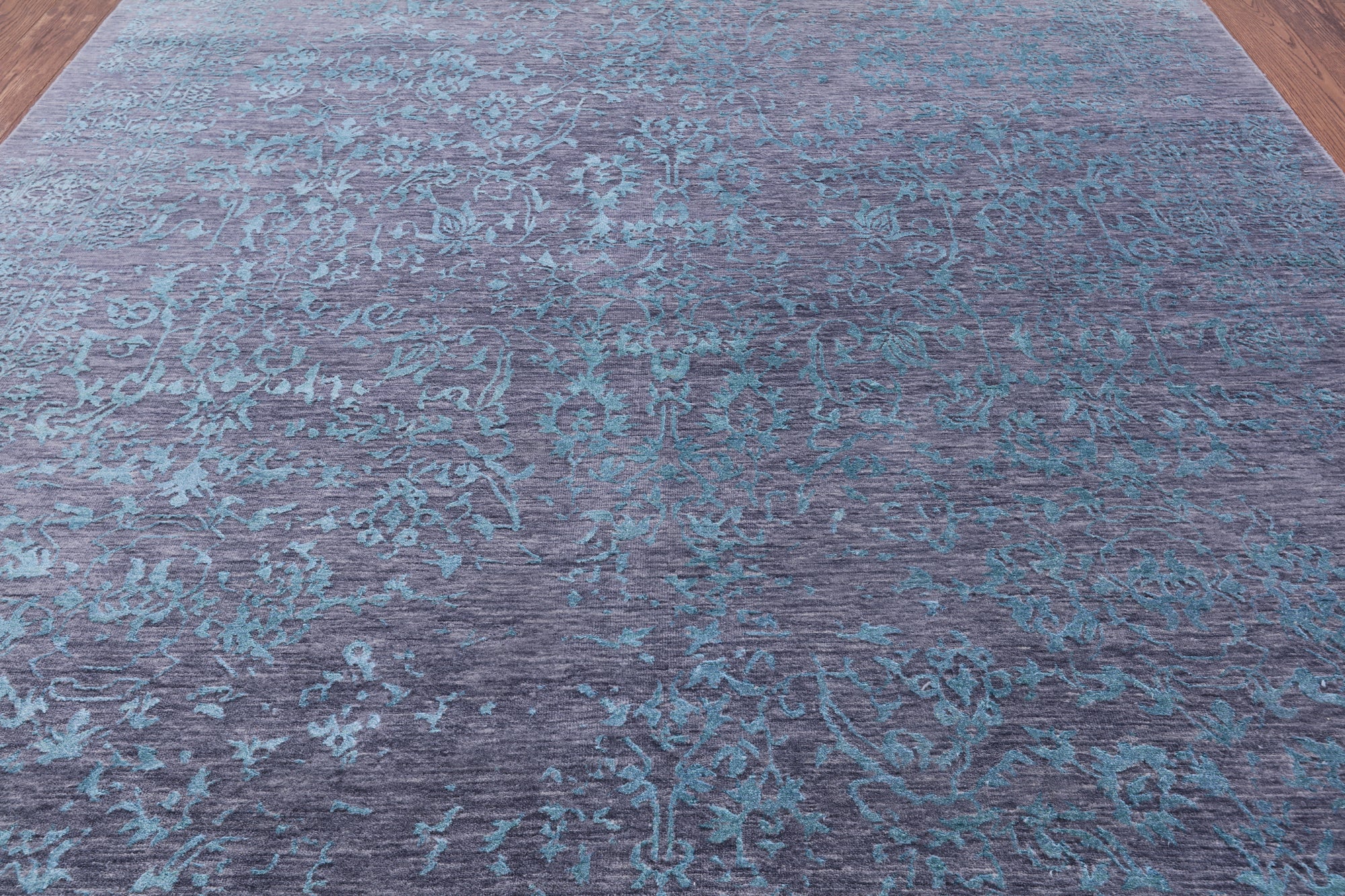 Grey Modern Hand Knotted Wool & Silk Rug - 7' 11" X 9' 11" - Golden Nile