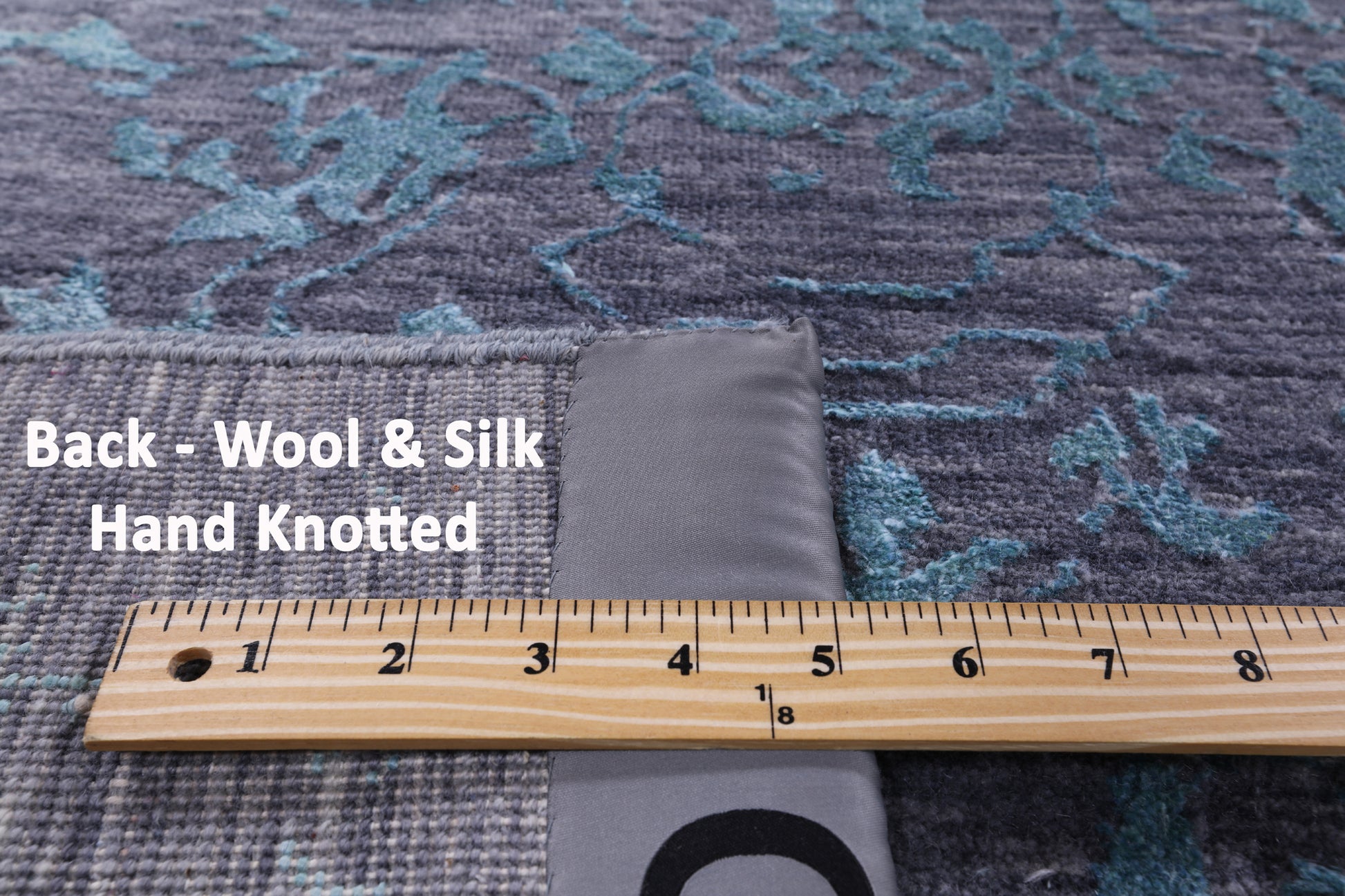 Grey Modern Hand Knotted Wool & Silk Rug - 7' 11" X 9' 11" - Golden Nile